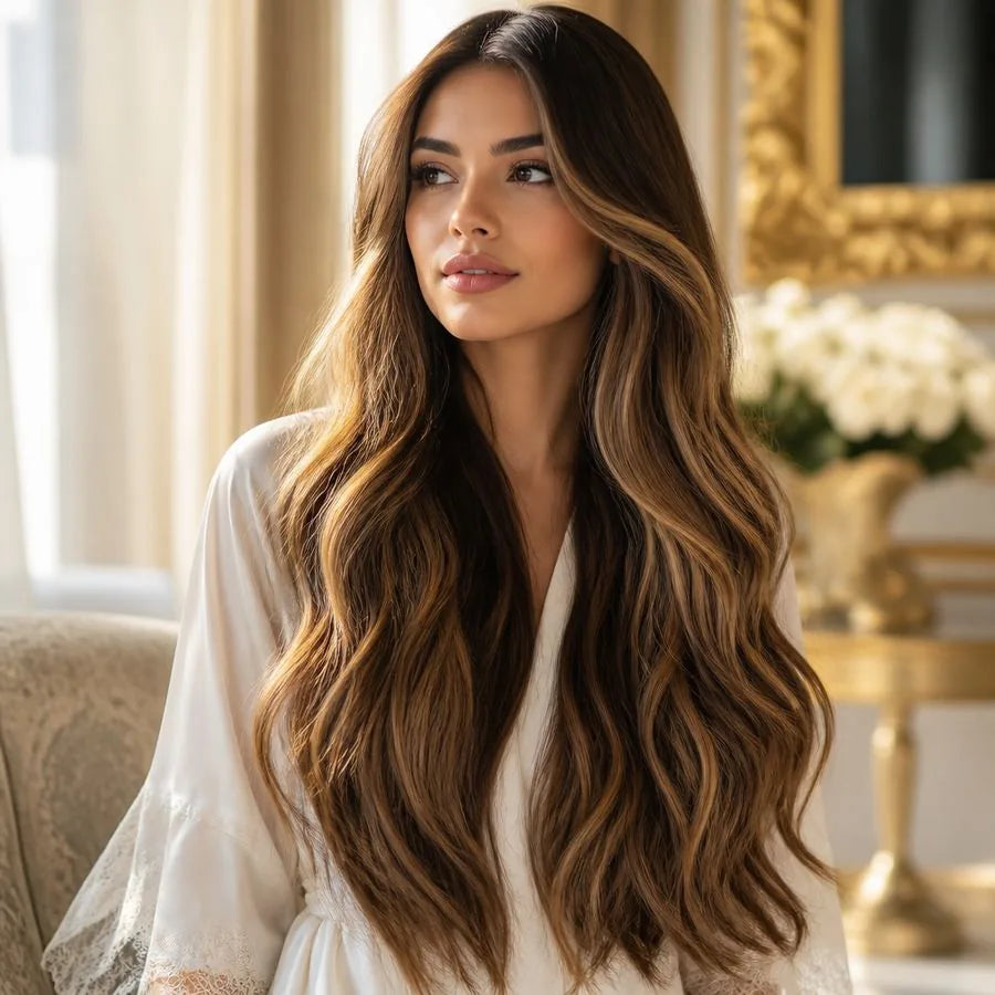 Long, seamless hair extensions – illustrating “Can I color my hair extensions?”