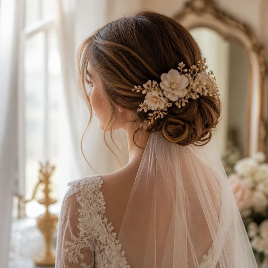 Bridal updo with hair accessories – illustrating “How do I prep my hair before a special event?”