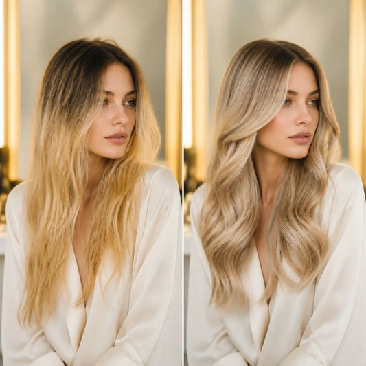 Colorist mixing hair color for a color correction – illustrating “How many sessions does a major color correction take?”